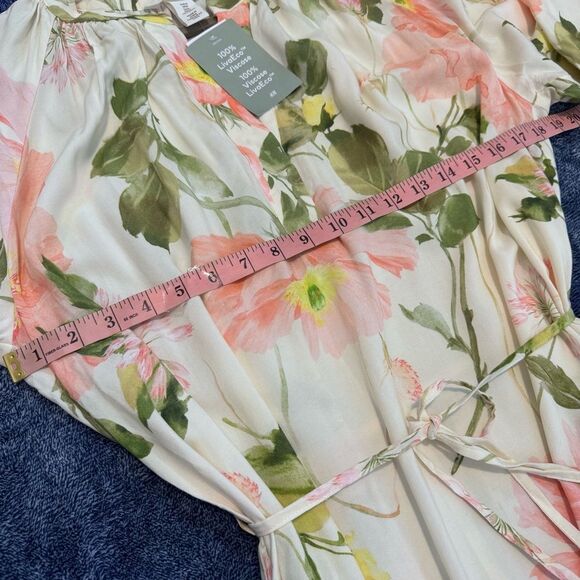 H&M Women’s Cream Floral Print Balloon-Sleeve Midi Dress NWT Size Medium - Picture 7 of 14